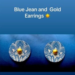 Hand Made Blue Jean Earrings. With and without Gold beaded center.